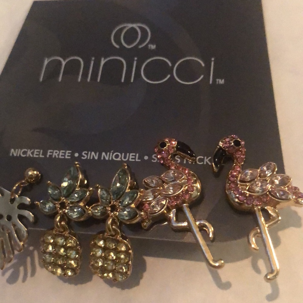 Minicci earrings. Set of 3 summer fun vacation earrings. New